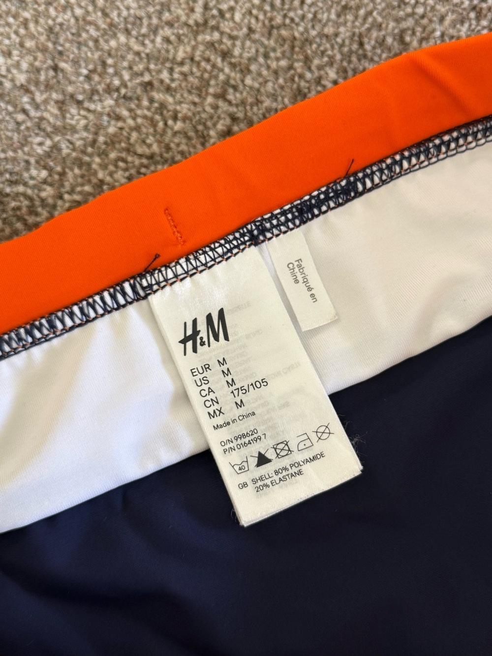 H&M Men's Speedo Swim Brief - Navy, Orange, White - Picture 4 of 4